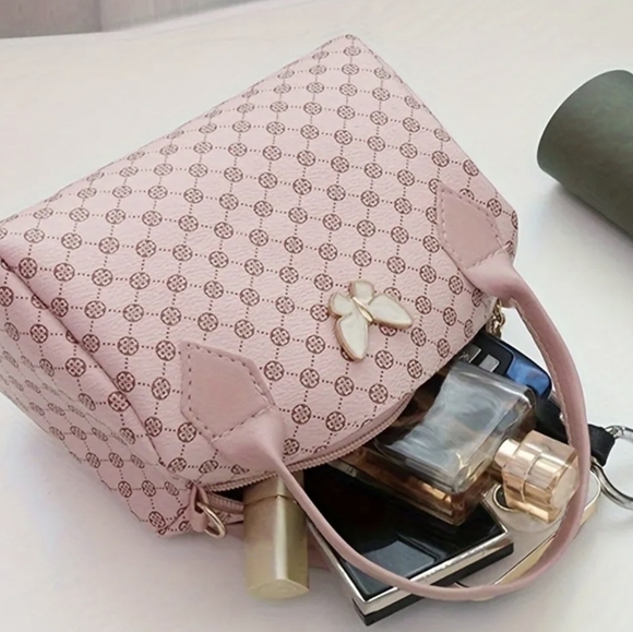 New Classic Butterfly Decor Boston Purse Bag, T1MIS - Picture 3 of 4